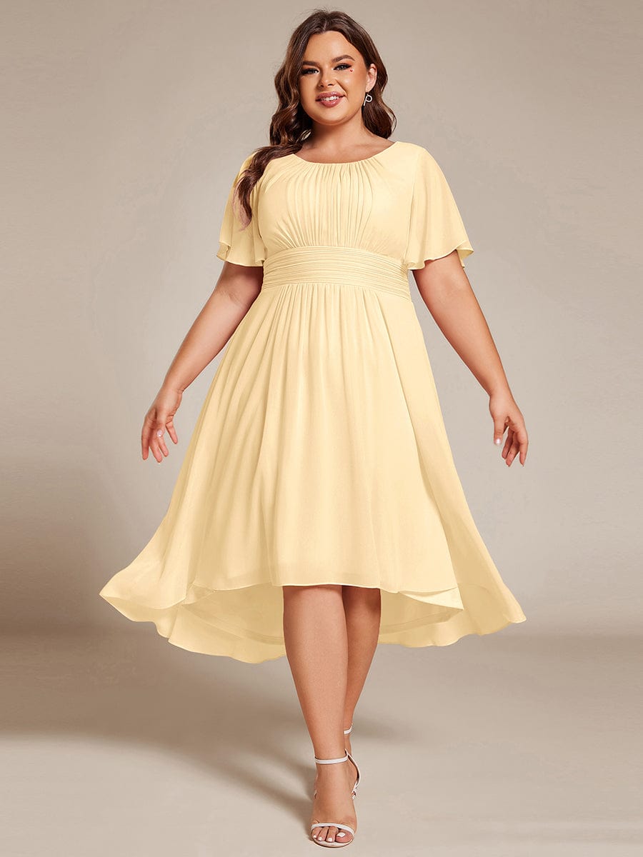 eg02053yl-pr_6c5a4243-d743-4761-b86d-4f2952bed46a Flowy Chiffon Round Neckline A-Line Knee Length Wedding Guest Dress - Image 141