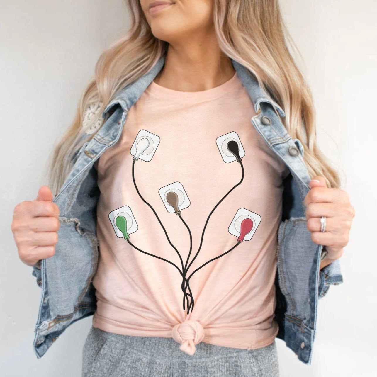 ekgleadspeach EKG Leads Cheat Sheet T-Shirt - Image 1