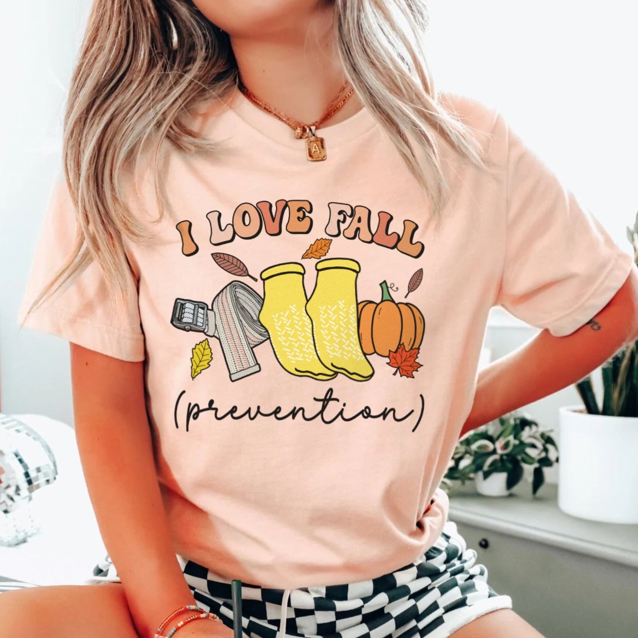 fall_prevention_peach I Love Fall (Prevention) T-Shirt - Image 1