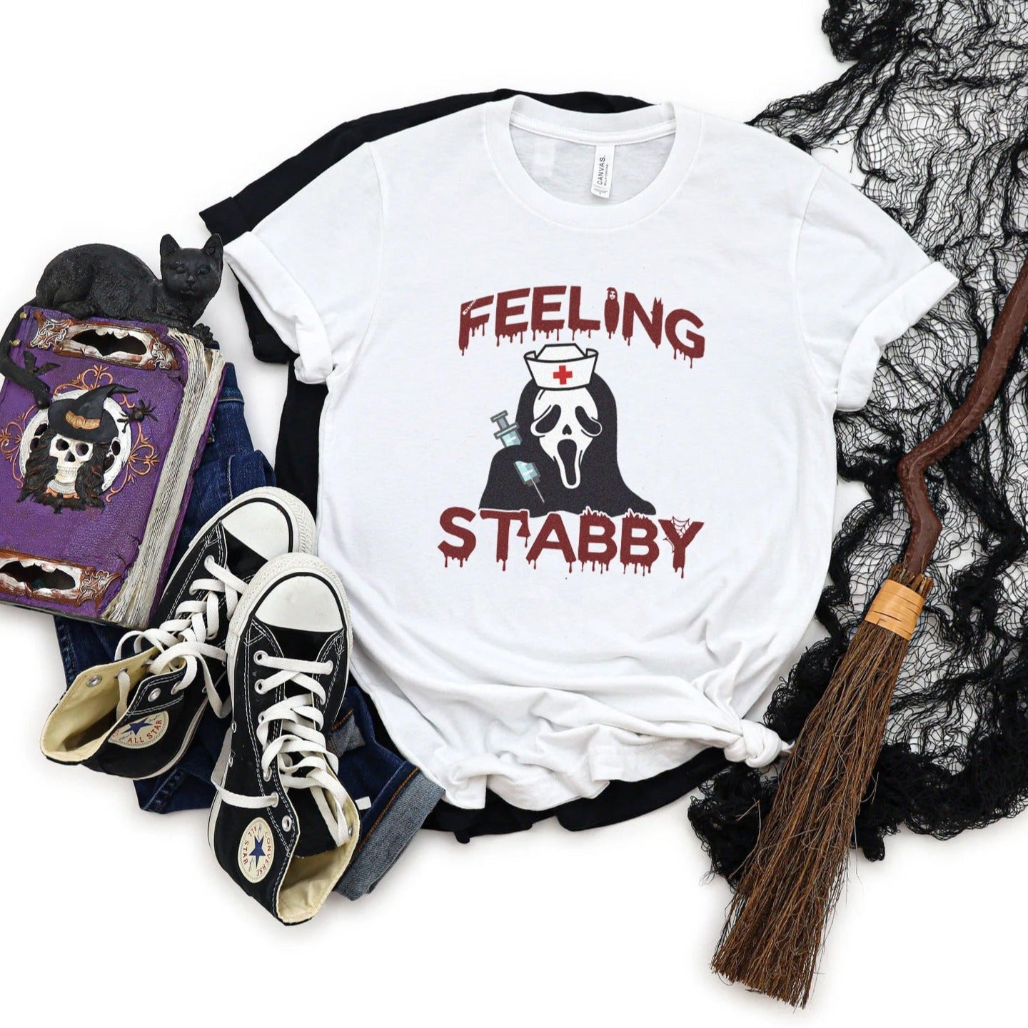 feelingstabbywhite Feeling Stabby T-Shirt - Image 6