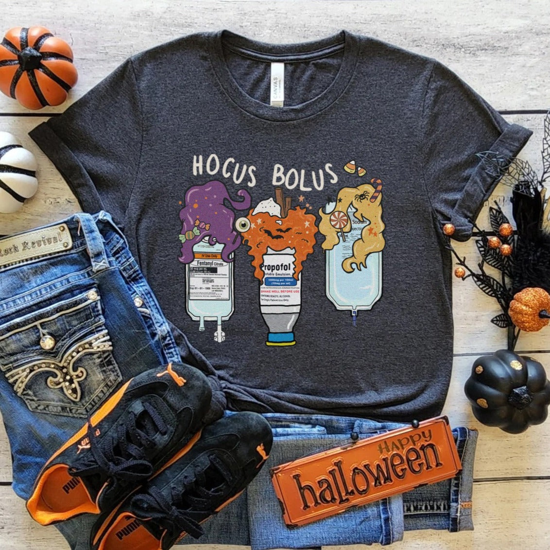 hocusbolus2darkgray Hocus Bolus Trio - Critical Care Edition T-Shirt - Image 3