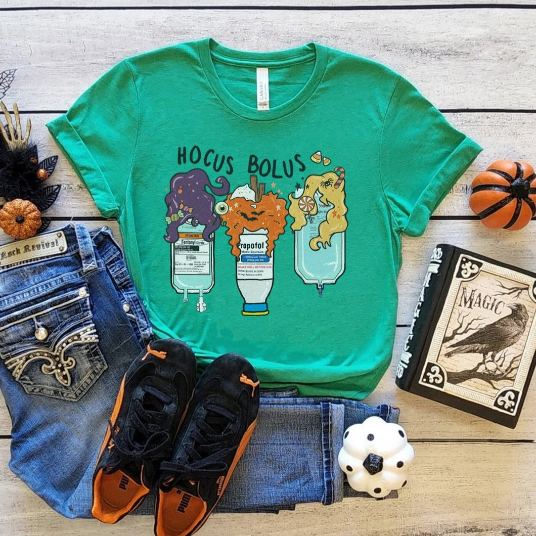hocusbolus2green Hocus Bolus Trio - Critical Care Edition T-Shirt - Image 5