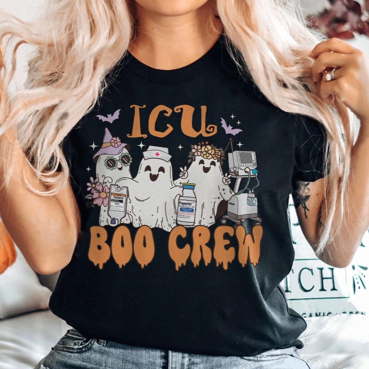 icuboocrewghostsblack ICU Boo Crew Ghosts T-Shirt - Image 1