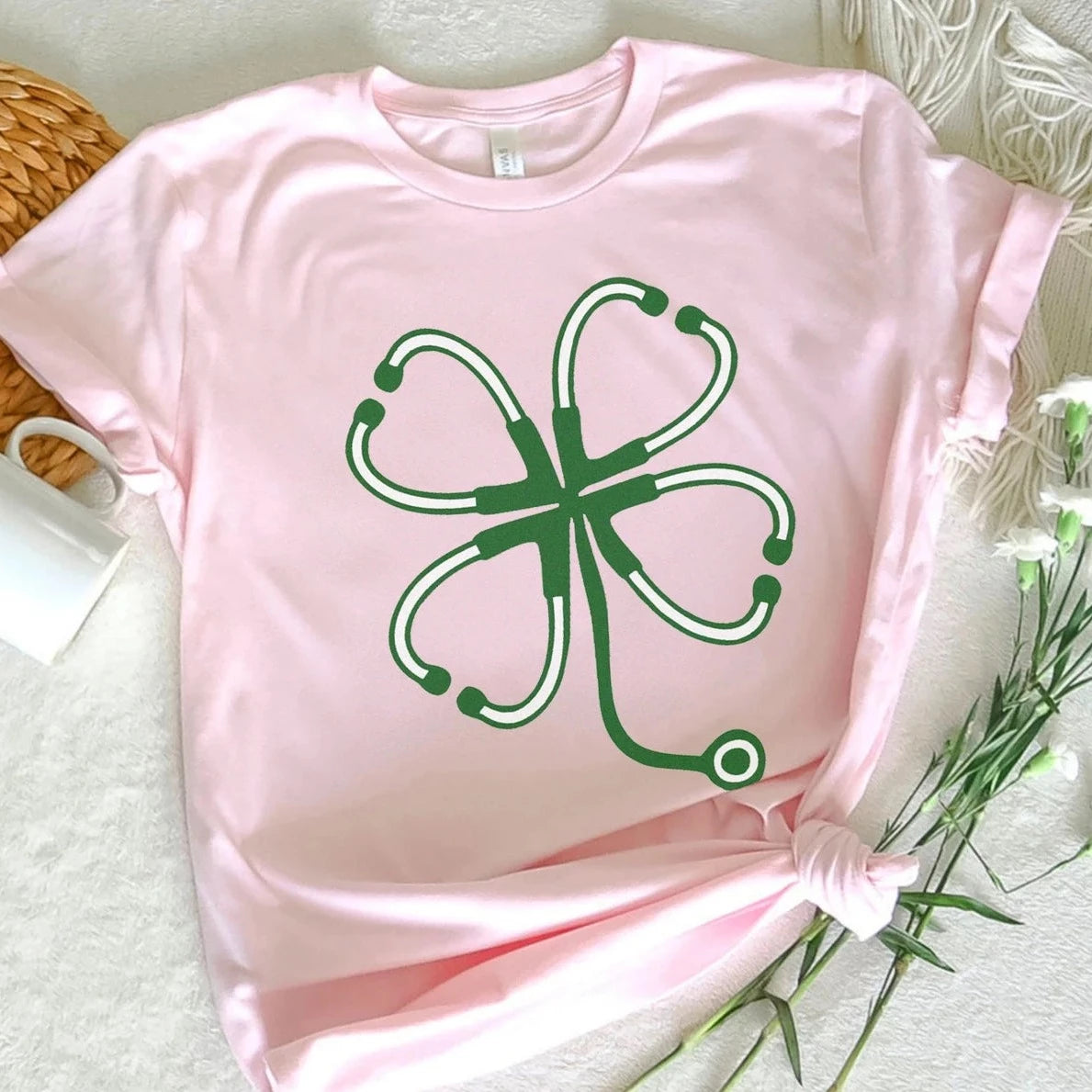 il_1588xN.3671564482_tl4e Stethoscope Clover T-Shirt - Image 6