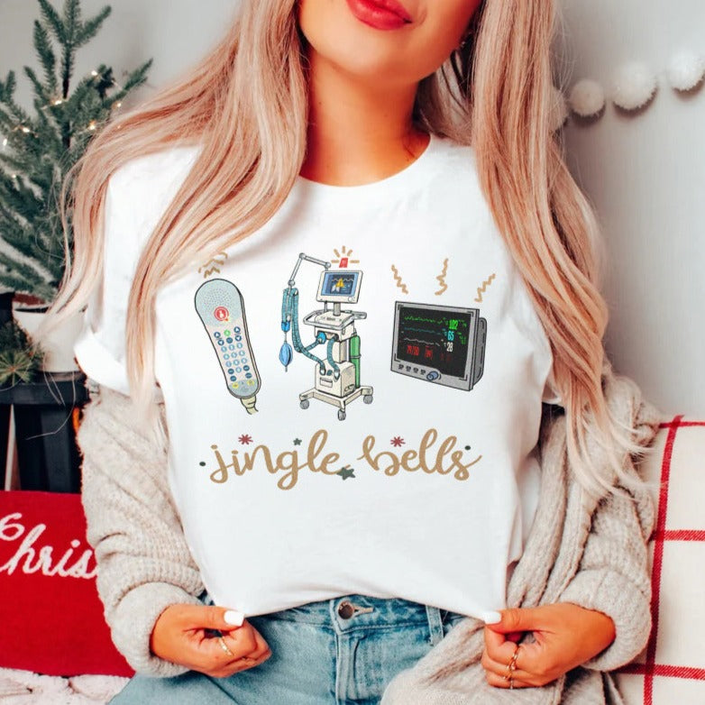 jinglebellsnursewhite2 Jingle Bells T-Shirt - Image 7