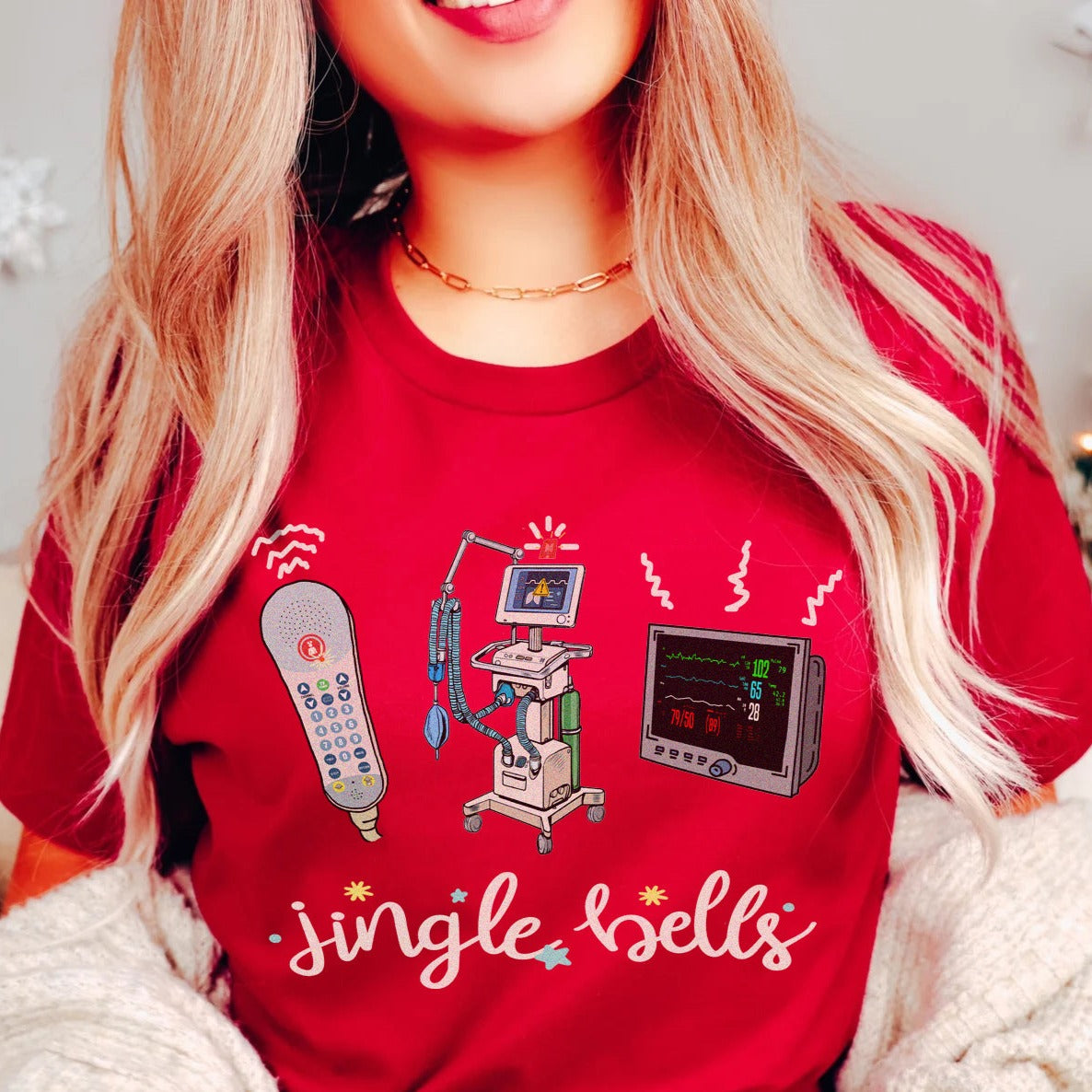 jinglebellsred Jingle Bells T-Shirt - Image 1
