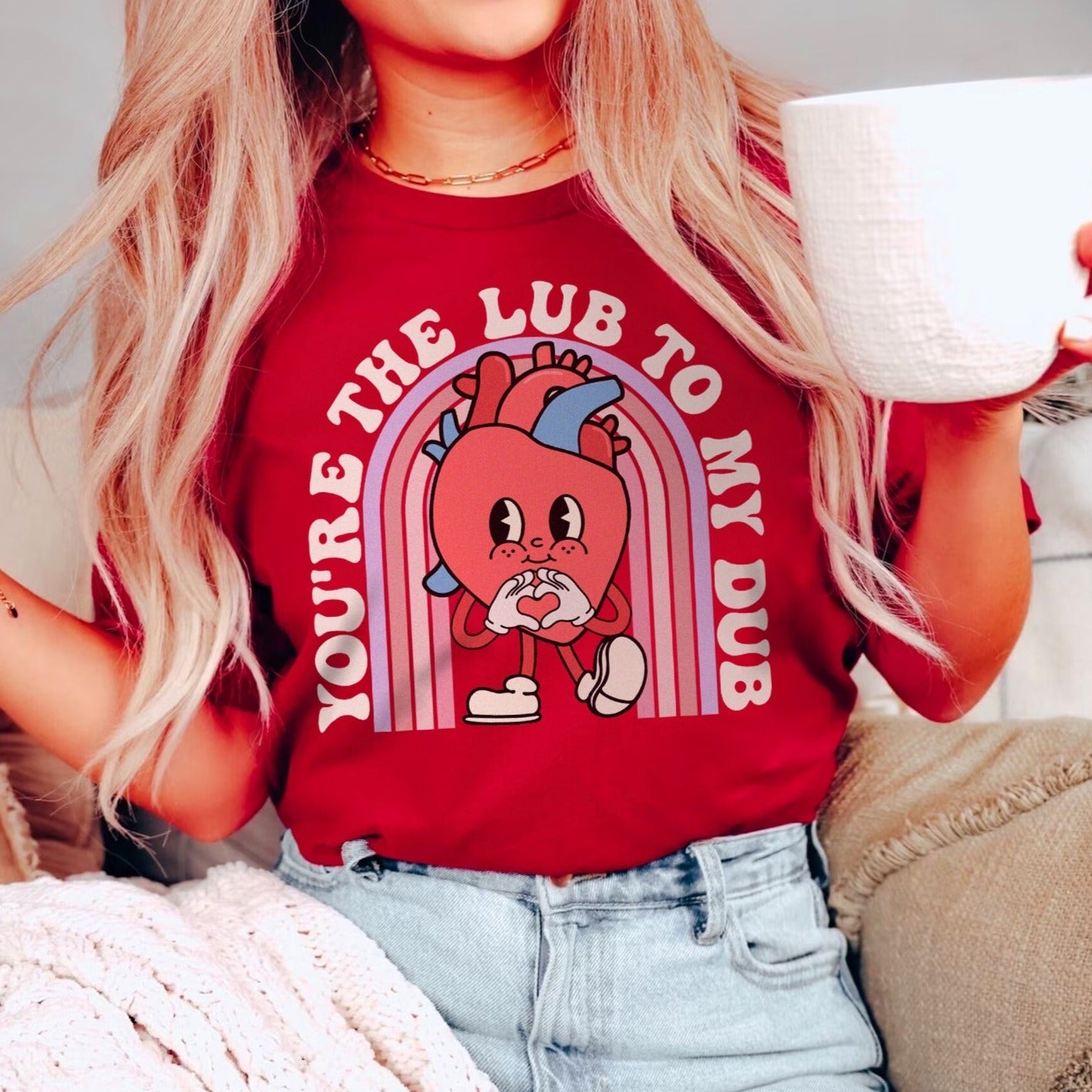 lubtomydubred Retro You're the Lub to my Dub T-Shirt - Image 1