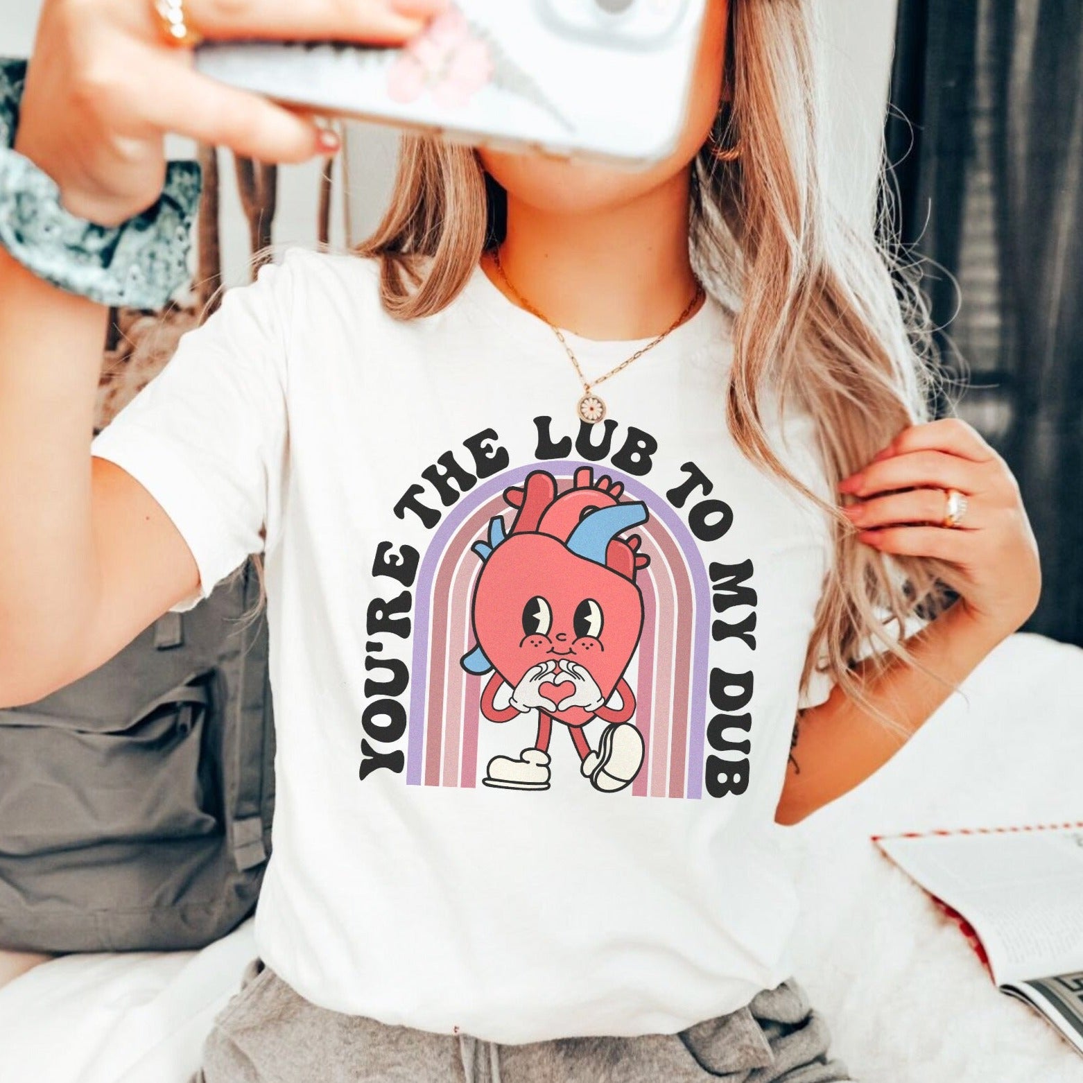 lubtomydubwhite Retro You're the Lub to my Dub T-Shirt - Image 8