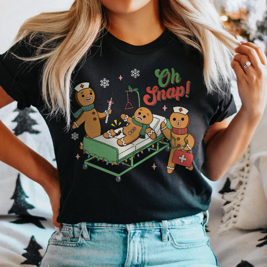 ohsnapblack Oh Snap! Gingerbread Cookies T-Shirt - Image 4