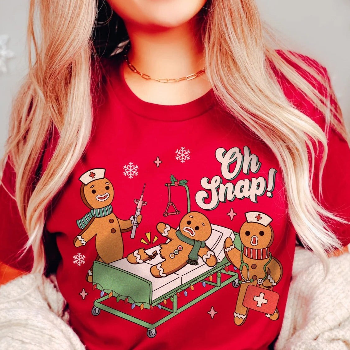 ohsnapred Oh Snap! Gingerbread Cookies T-Shirt - Image 1
