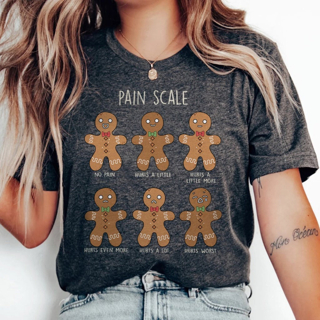 painscaledarkgrey Gingerbread Pain Scale T-Shirt - Image 9