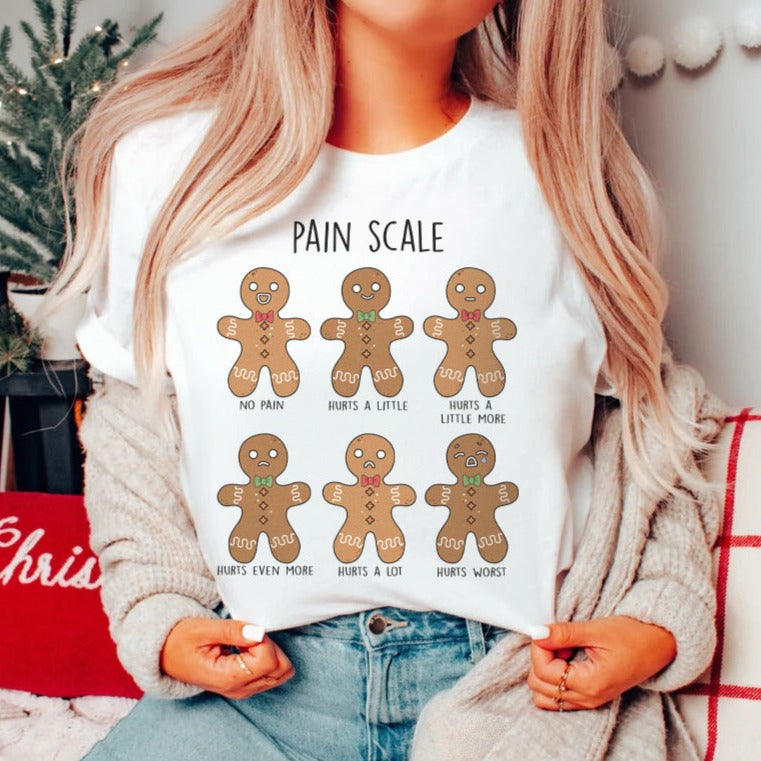 painscalexmaswhite Gingerbread Pain Scale T-Shirt - Image 5