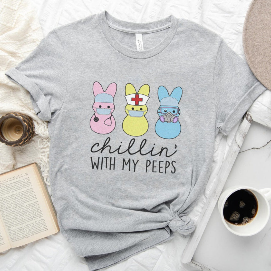 peepsgray Chillin with my Healthcare Peeps T-Shirt - Image 4