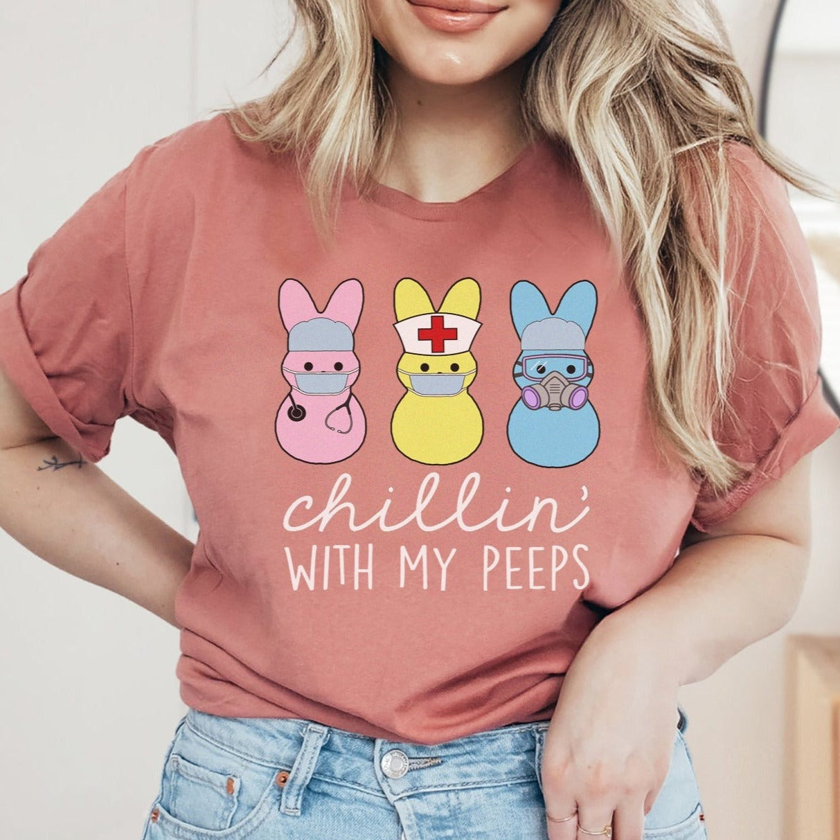 peepsmaroon Chillin with my Healthcare Peeps T-Shirt - Image 1
