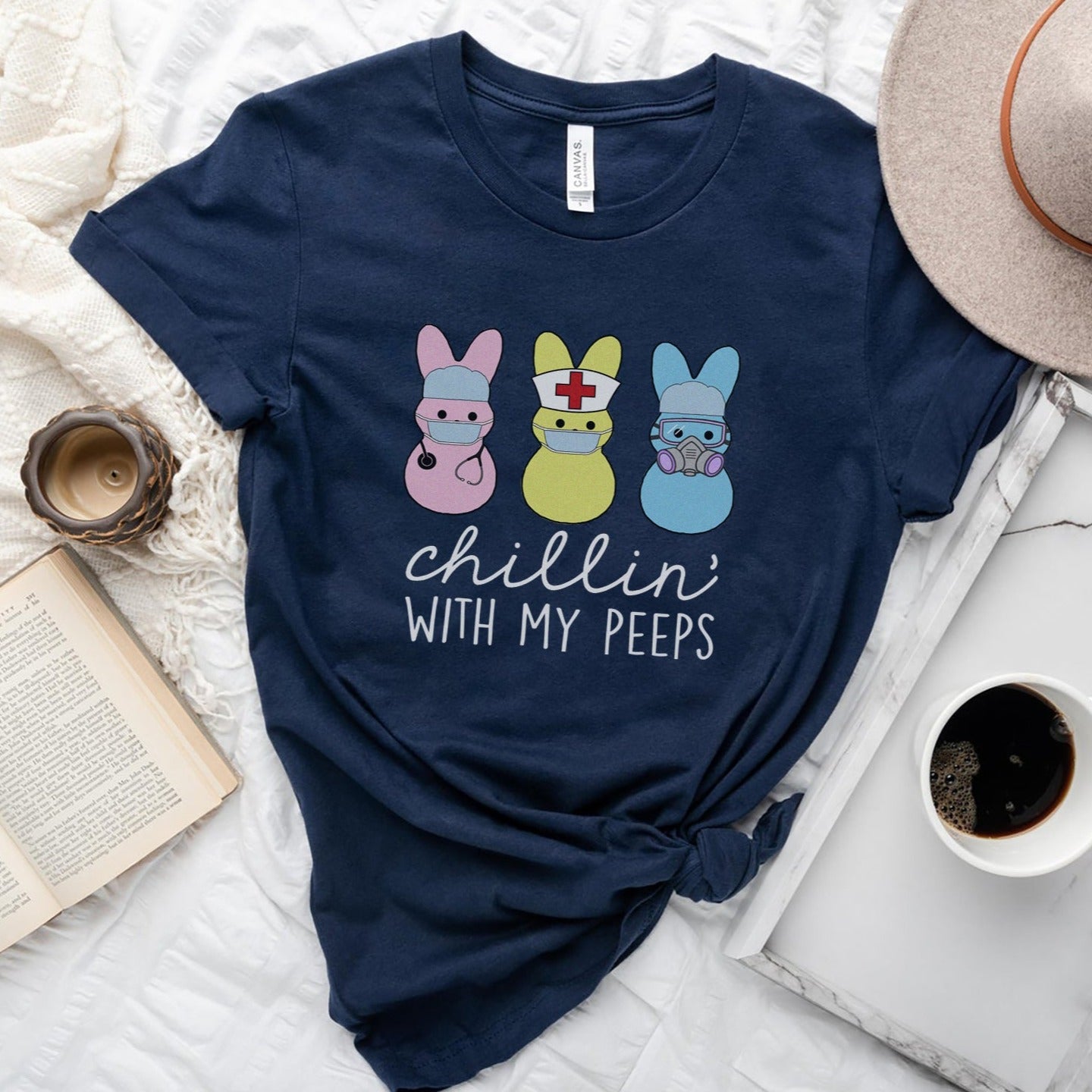 peepsnavy Chillin with my Healthcare Peeps T-Shirt - Image 6