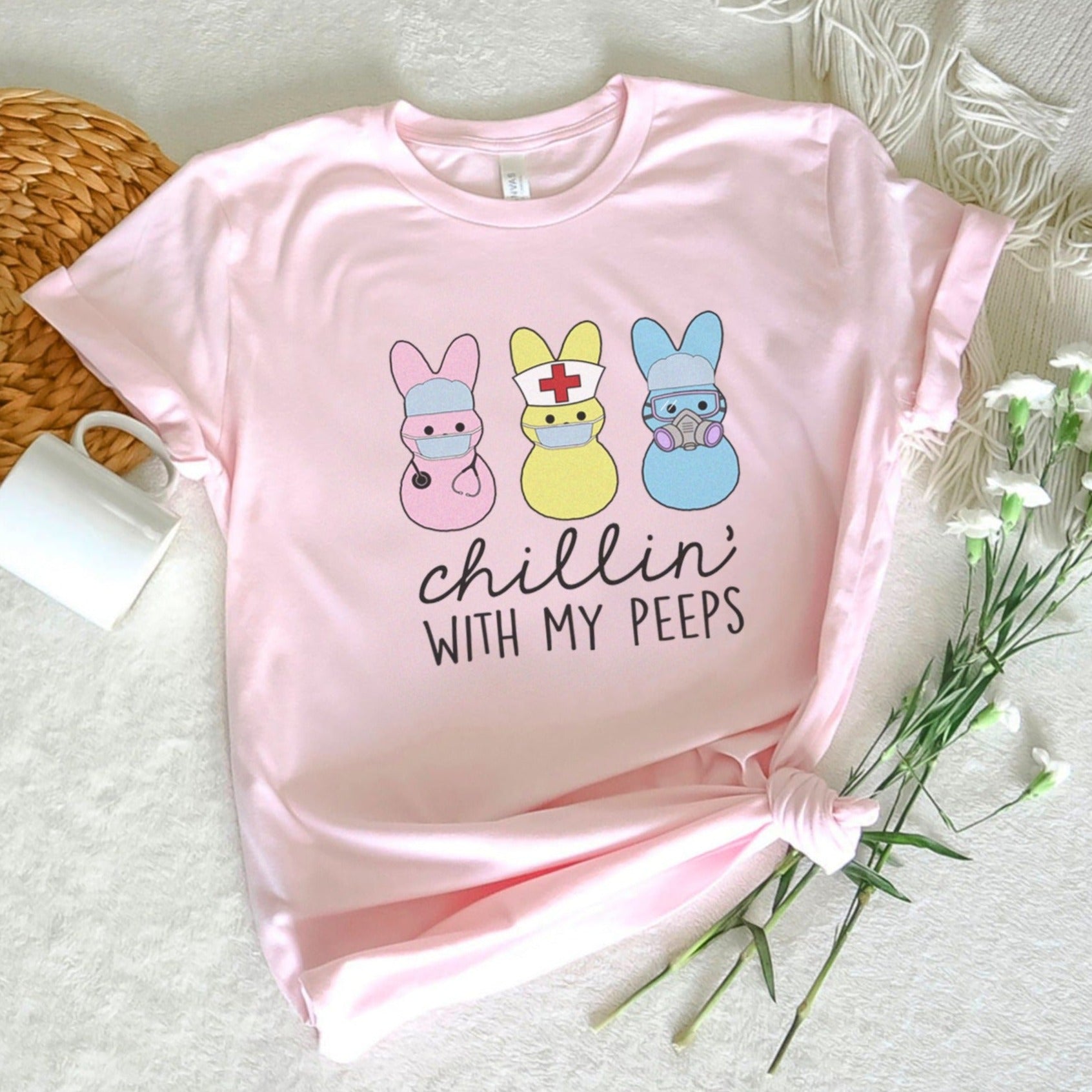peepspink Chillin with my Healthcare Peeps T-Shirt - Image 8
