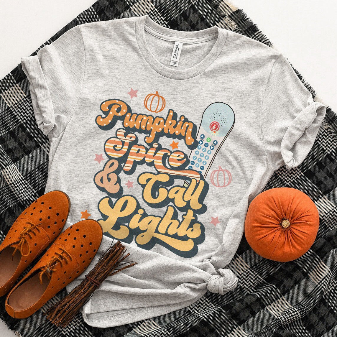 pumpkinspicecalllightsash Pumpkin Spice & Call Lights T-Shirt - Image 11