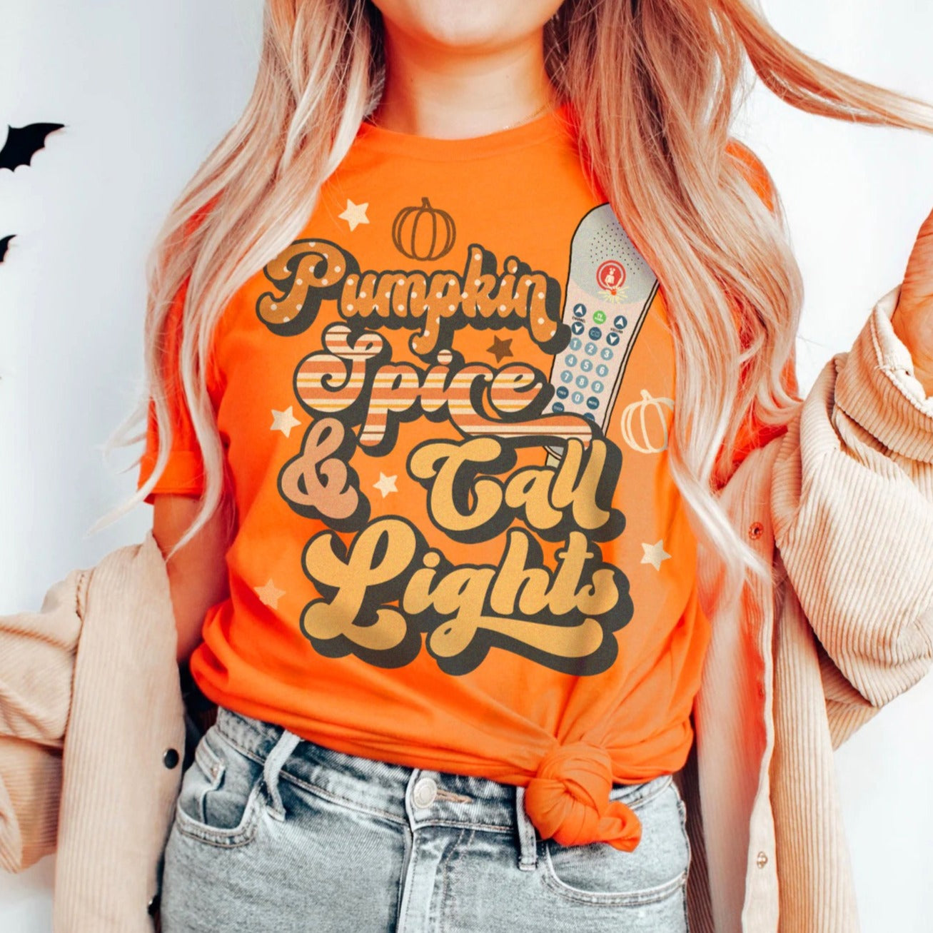 pumpkinspicecalllightsorange Pumpkin Spice & Call Lights T-Shirt - Image 6