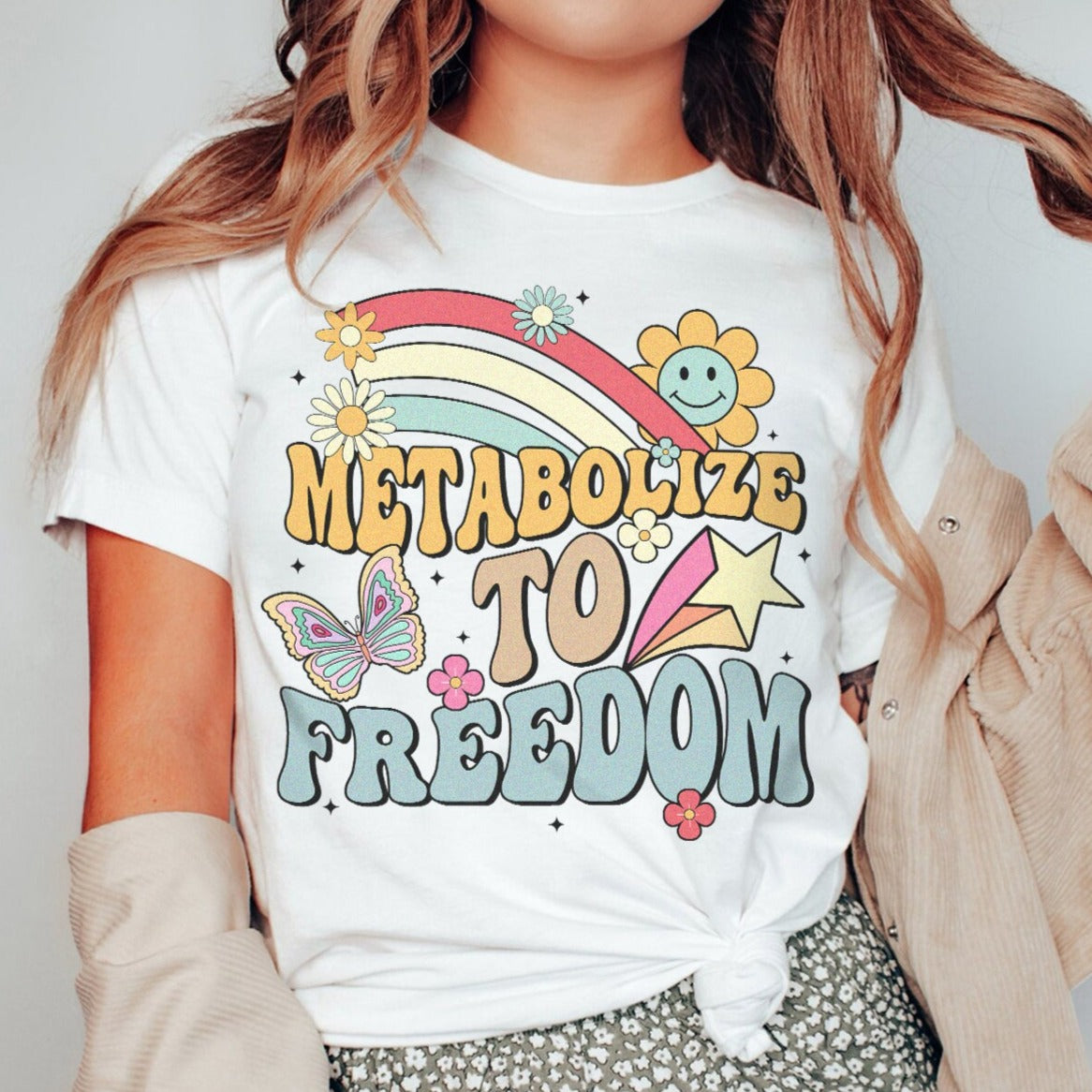 retrometabolizetofreedomwhite Retro Metabolize to Freedom T-Shirt - Image 1