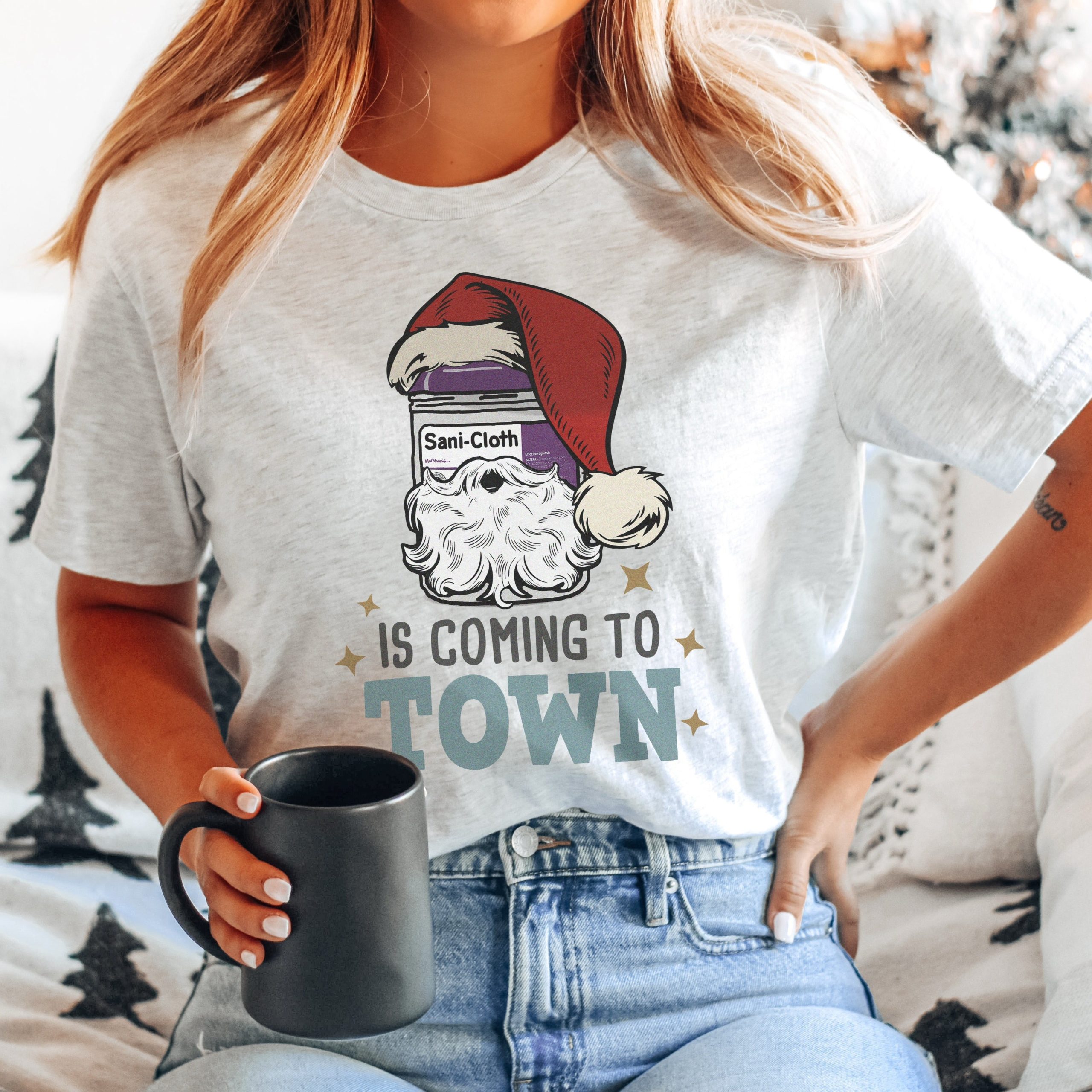 saniclothxmasash Sani-Cloth is Coming to Town T-Shirt - Image 4