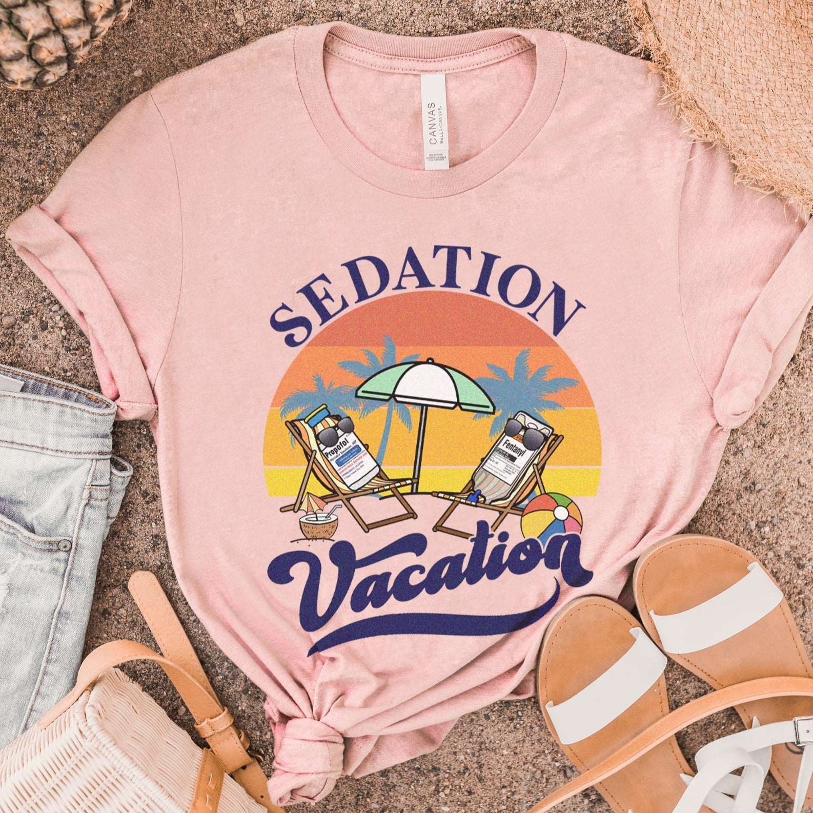 sedationvacationv2peach Sedation Vacation T-Shirt - Image 1
