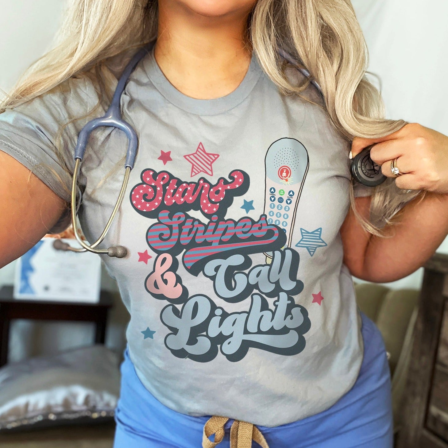 starsstripescalllightslightblue Stars, Stripes & Call Lights T-Shirt - Image 8
