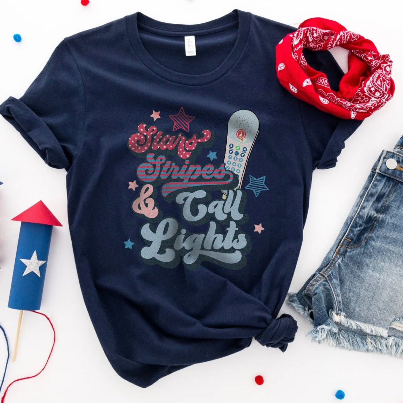 starsstripescalllightsnavy Stars, Stripes & Call Lights T-Shirt - Image 4