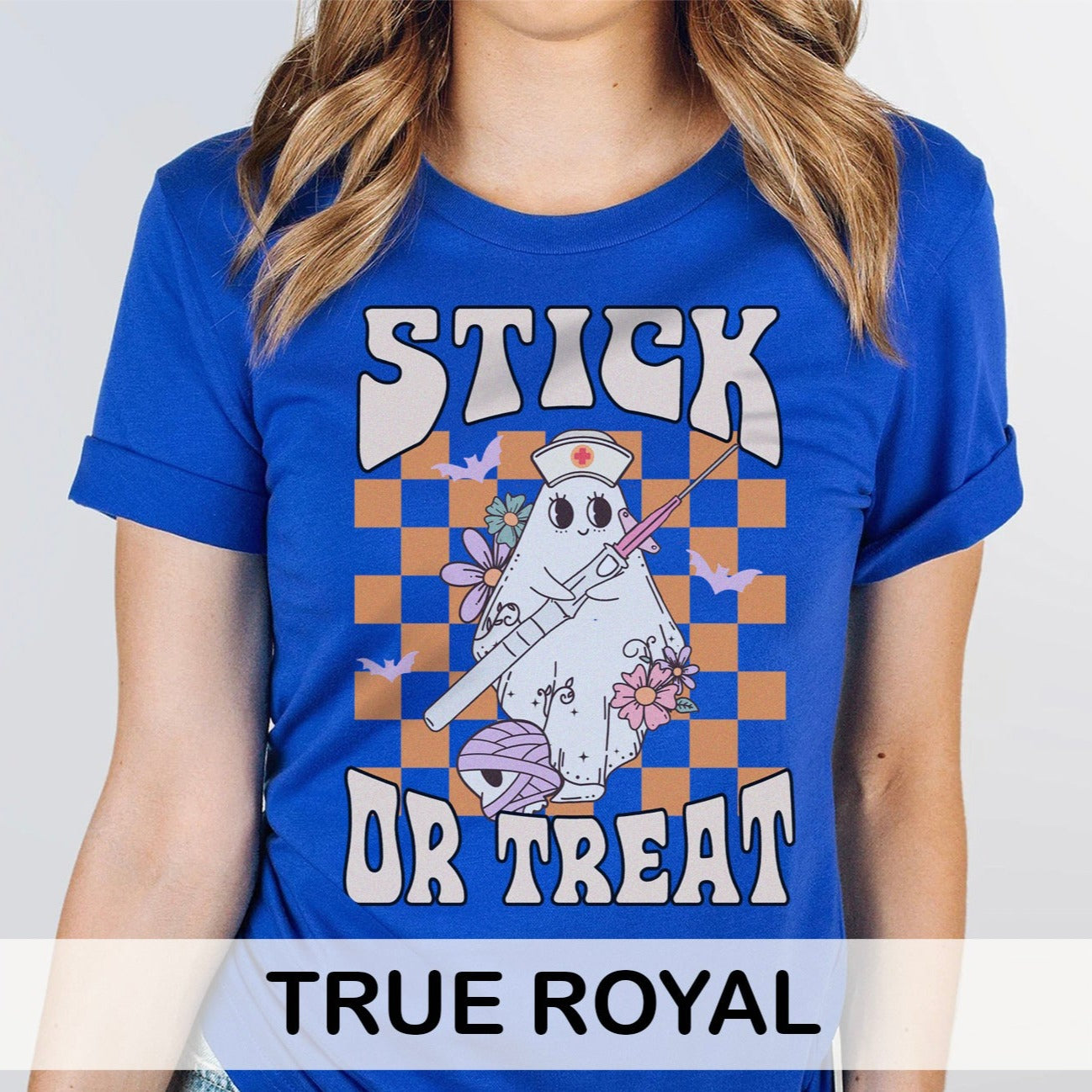 stickortreatcolors_809e753f-7bb6-44bb-953f-599ee10a2cac Retro Stick Or Treat T-Shirt - Image 7