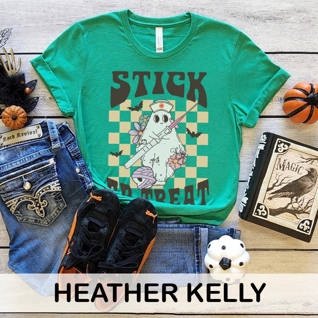 stickortreatcolors_c1aa4889-7e7e-46d2-8d2d-229fe6c2db73 Retro Stick Or Treat T-Shirt - Image 10