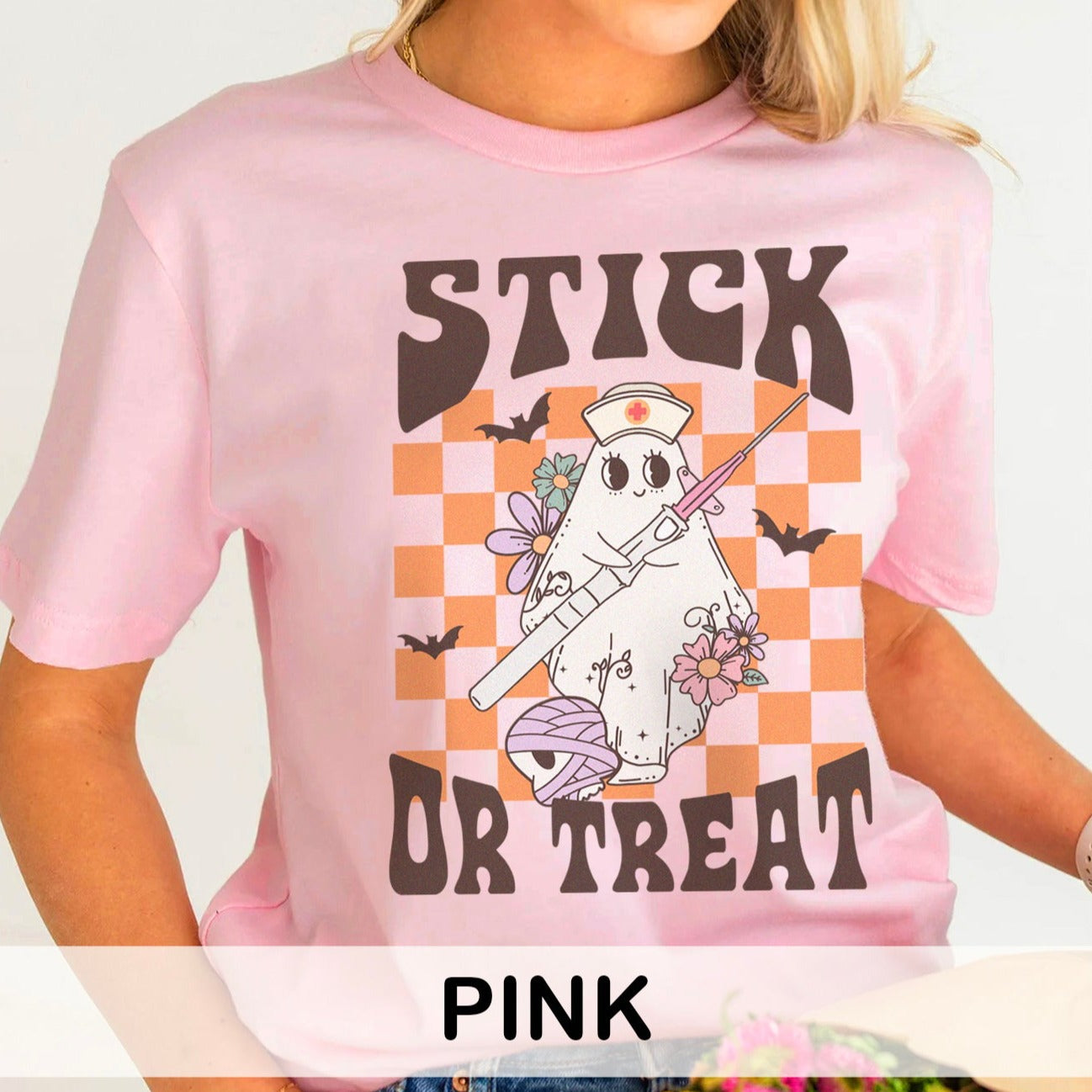 stickortreatcolors_cc60fbc7-4217-447e-b622-4595f5176817 Retro Stick Or Treat T-Shirt - Image 9