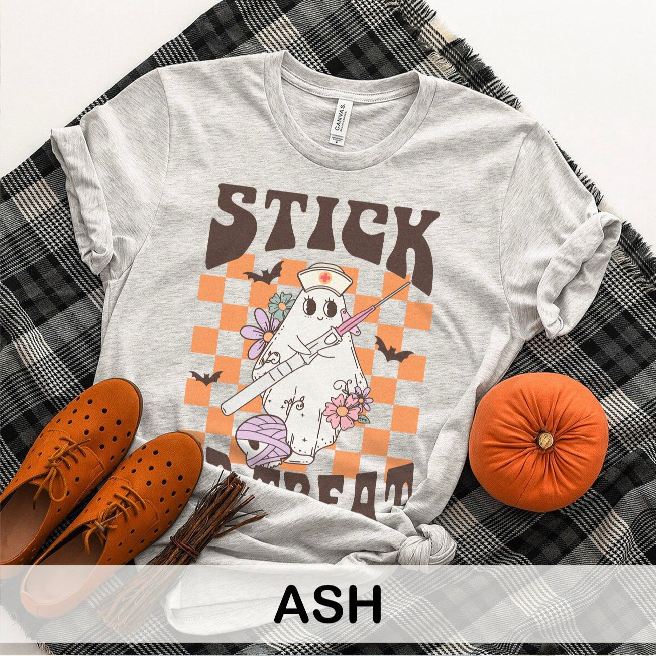 stickortreatcolors_d9a20c41-e8a8-46ca-bd0e-608a4bae62f3 Retro Stick Or Treat T-Shirt - Image 8